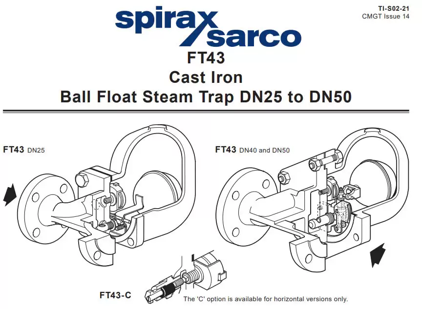 Catalog bẫy hơi phao Spirax Sarco FT43